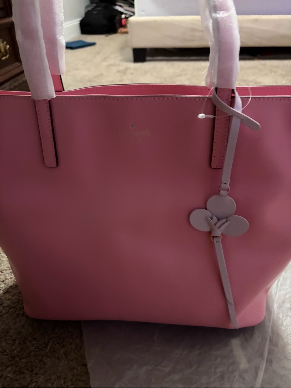 kate spade Pink Leather Flower Charm Tote
